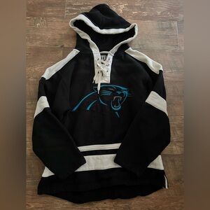 Men's Black and White Hoodie with Blue Panther Design